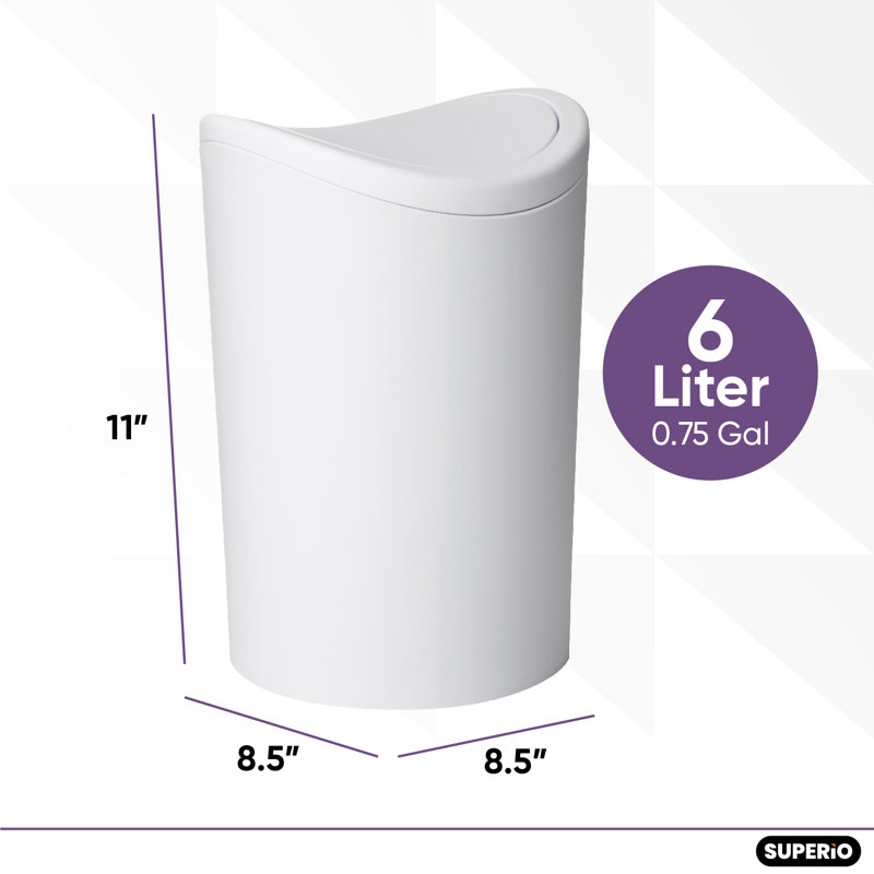 Petite poubelle de salle de bain Superio, 6 L, gris, Blanc