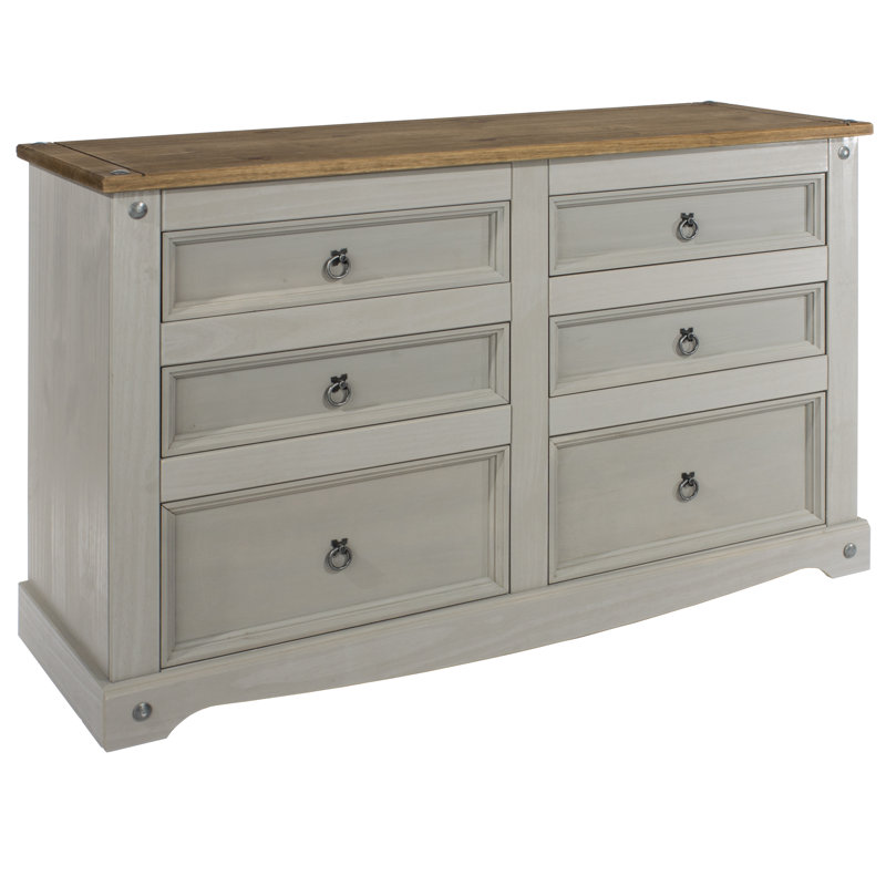 Solid Wood 3 Piece Bedroom Set, Grey Waxed