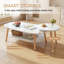 Ensemble de tables basses gigognes 2 pièces, avec rangement à 2 niveaux et grain de bois rustique, plateau de table ovale et rond, style moderne minimaliste-694803346