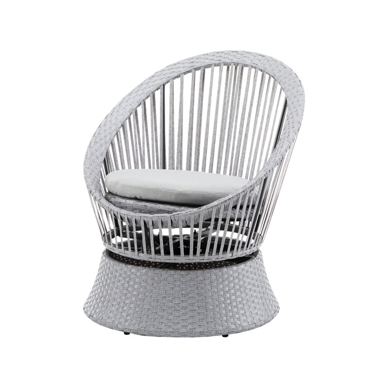 Fauteuil argenté gris avec base en fer, polyvalent pour l'intérieur et l'extérieur Hauteur, intérieur spacieux