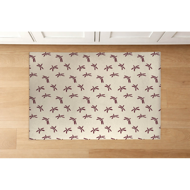 Tapis de cuisine Dragonfly, Rectangle 3' x 5', Vin géométrique