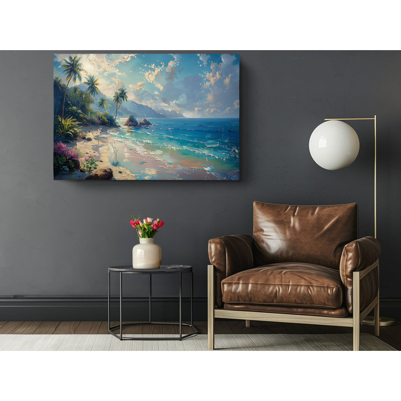 Reproduction d'art sur toile, peinture à l'huile de plage tropicale, décoration murale moderne pour la maison et le bureau