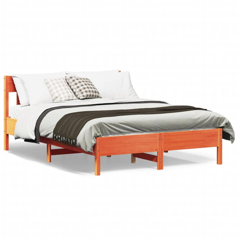 Vernia Solid Wood Bed, Brown, European Kingsize (160 x 200cm)