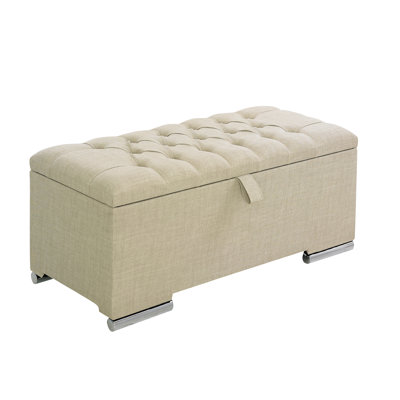 Chesterfield 101cm Wide Tufted Rectangle Solid Colour Ottoman with Storage