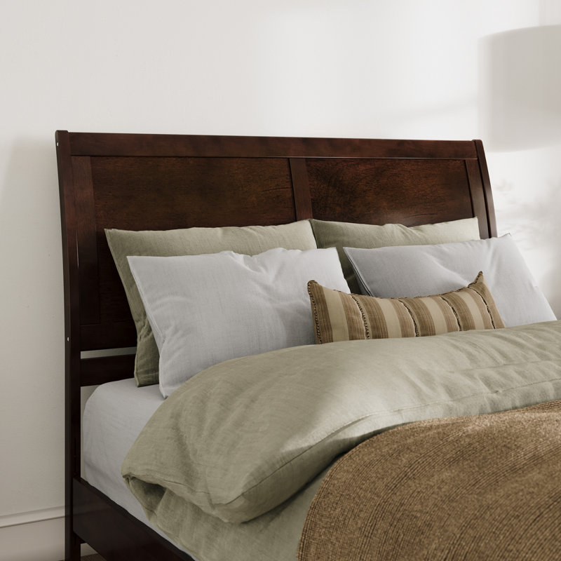 Lampley Solid Wood Sleigh Headboard, Walnut, Queen