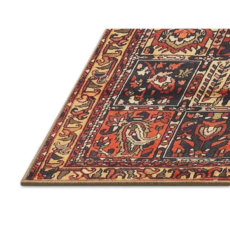 Tapis brun/noir/crème traditionnel Vensey, Rectangle 2 pi x 5 pi