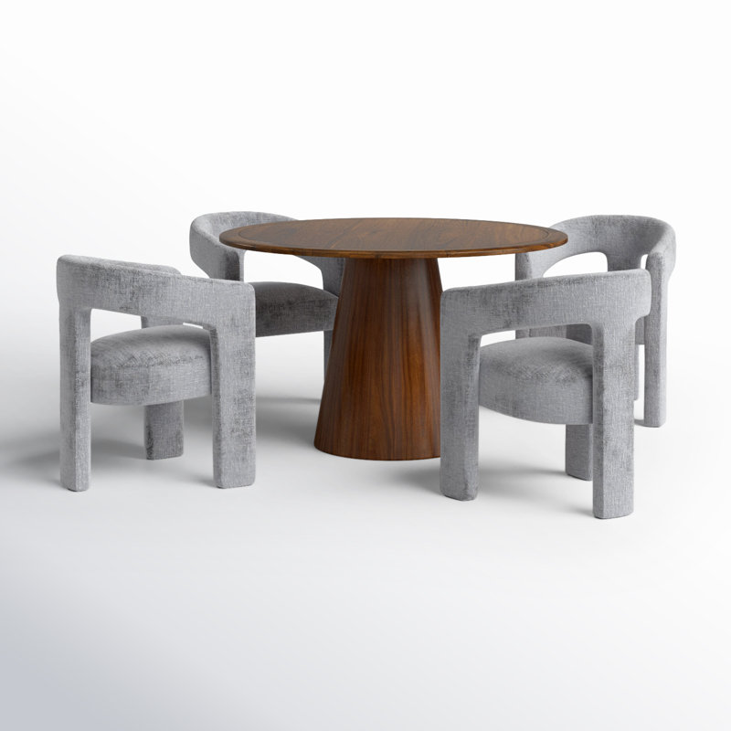 Darlington 5-Piece Dining Set, Gwen Gray Microsuede, Walnut