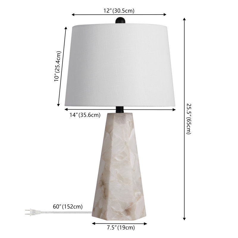 Lampe de table à DEL albâtre 26 po Thoms, Black/Alabaster