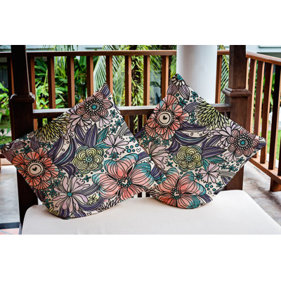 Floral Outdoor Reversible Throw Pillow