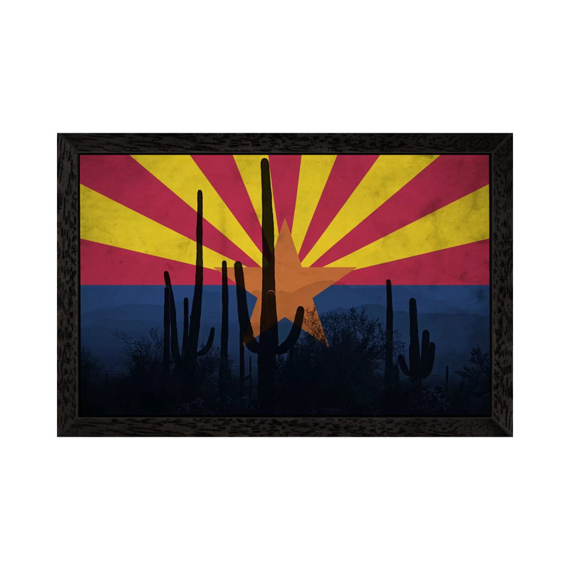 Arizona (Cacti) - Floater Frame Print on Canvas, 152.5 cm H x 101.5 cm W, Black Framed