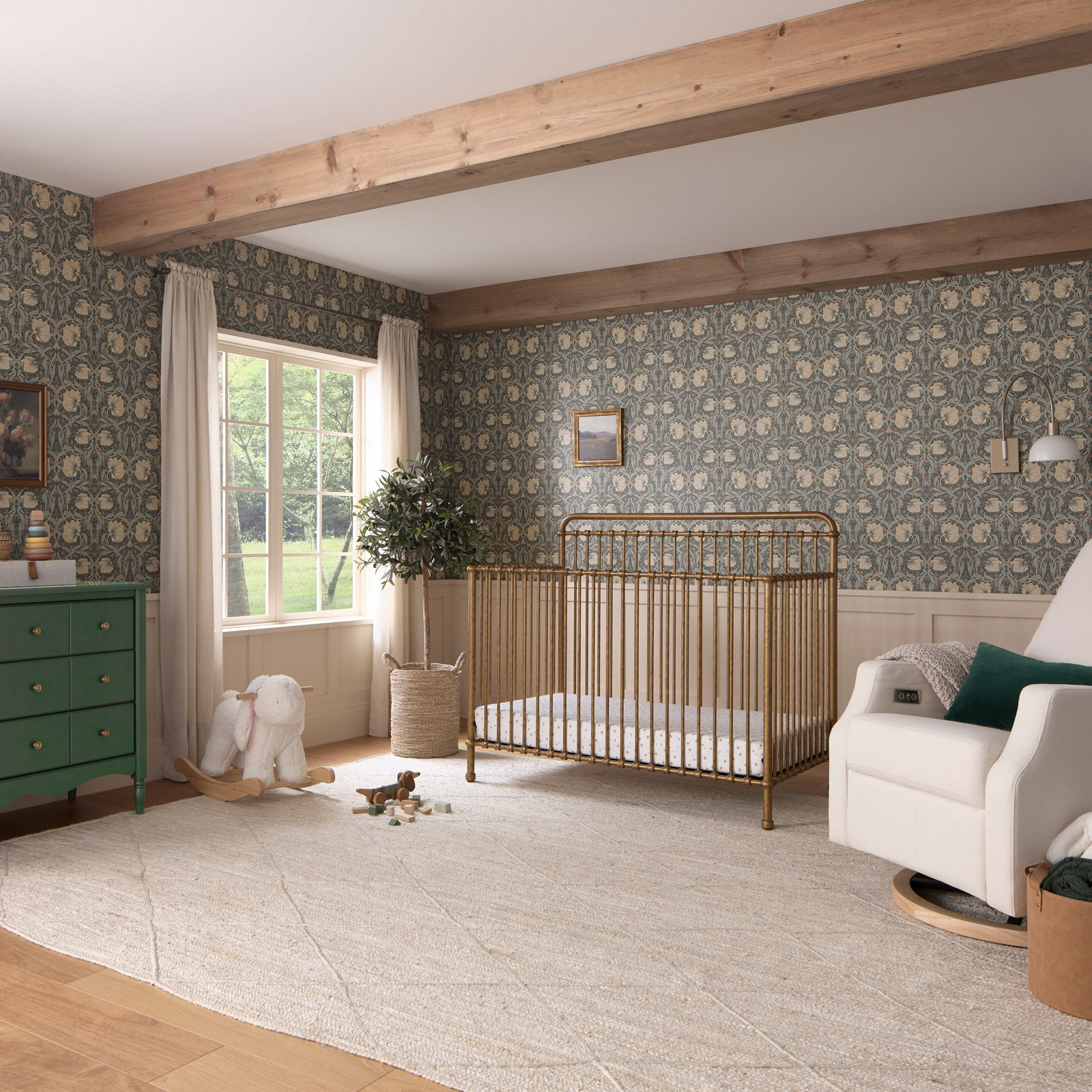 Winston Steel 4-in-1 Convertible Crib, Vintage Gold