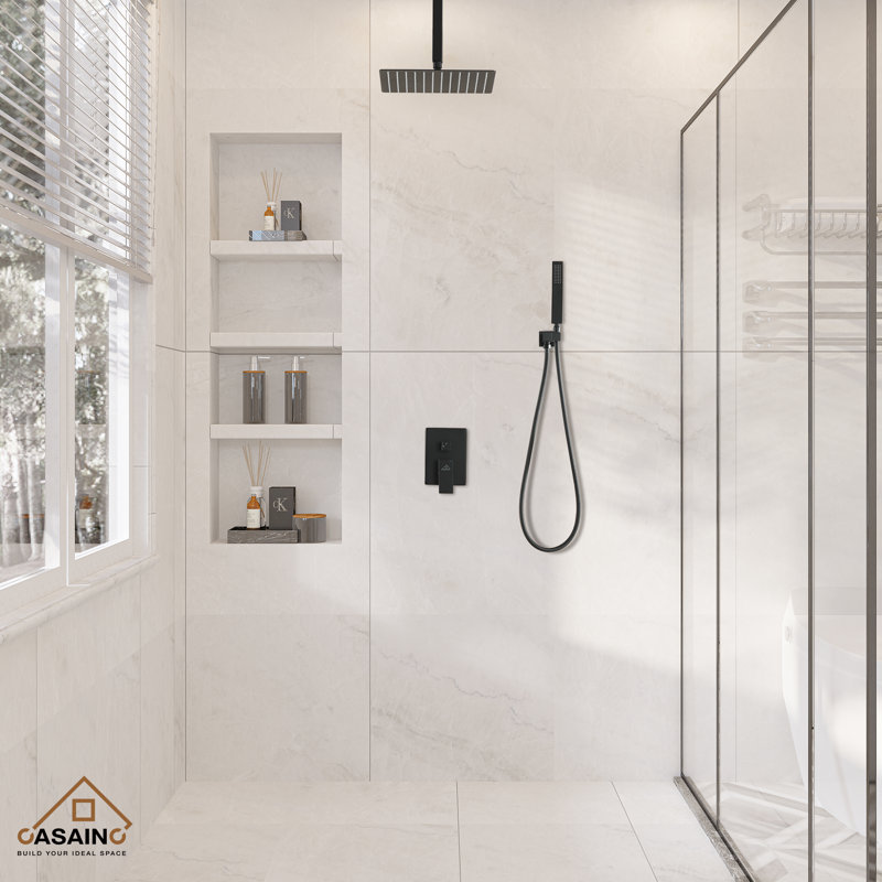 Matte Black Dual Shower Head System with Handheld and Rainfall