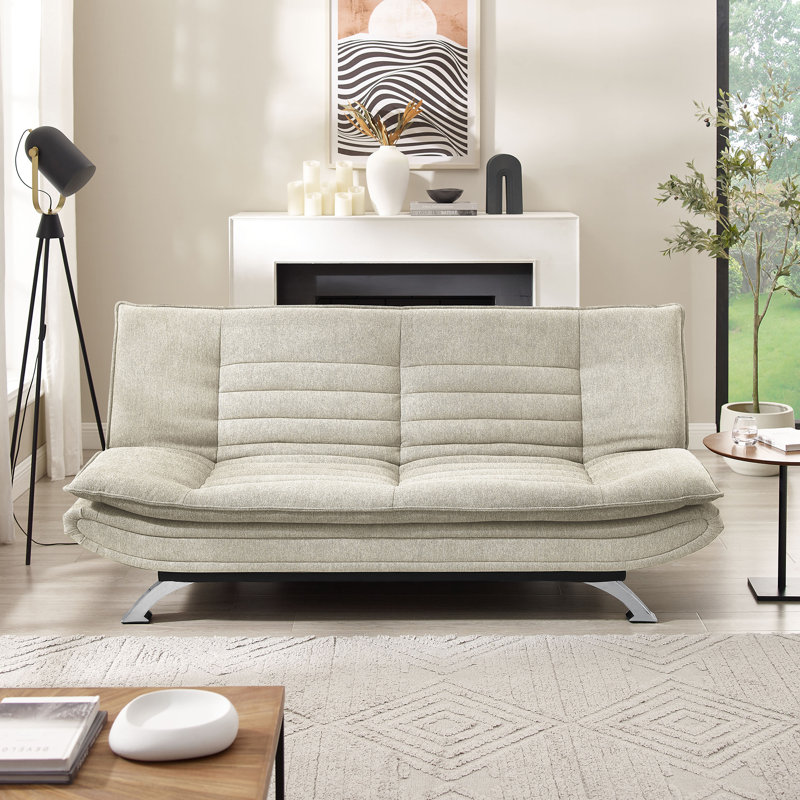 Bridglal 196.1Cm Wide Tight Back Convertible Sofa, Beige Poylester Blend