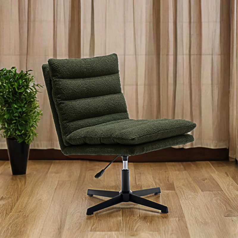 Chaise pivotante en tissu Teddy, Vert