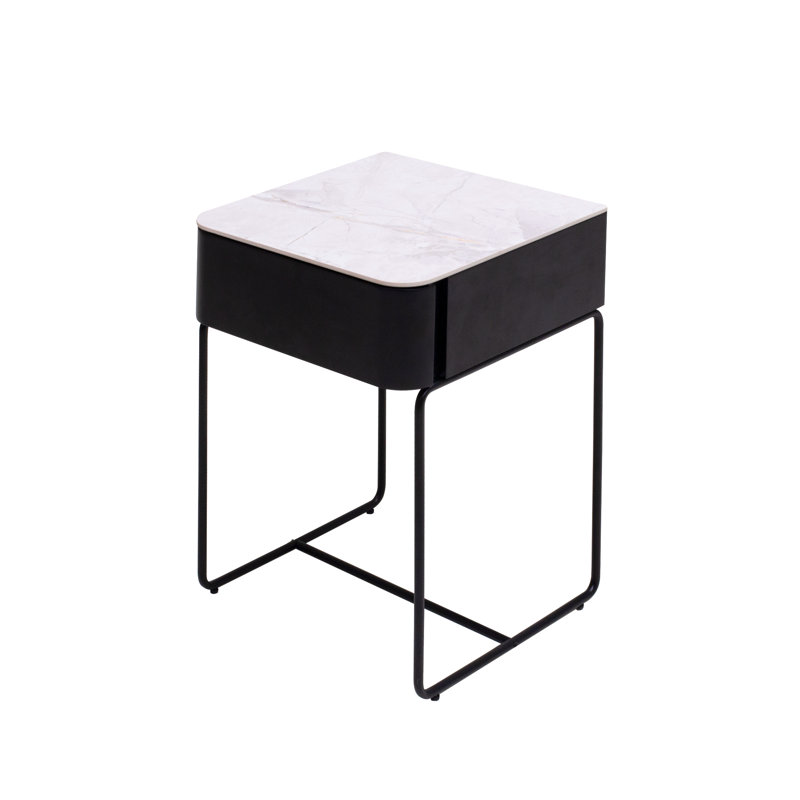 Smithers 40cm W Metal Bedside Table, Black