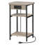 Table de bout à 3 niveaux avec station de charge, table de chevet avec port USB et prise de courant, table d'appoint étroite pour le salon et la chambre à coucher, tablette de rangement robuste avec pieds réglables