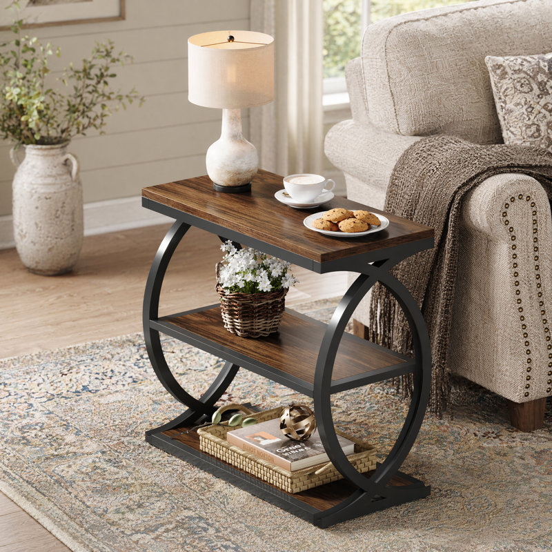 23.62'' Narrow End Table, Brown/Black