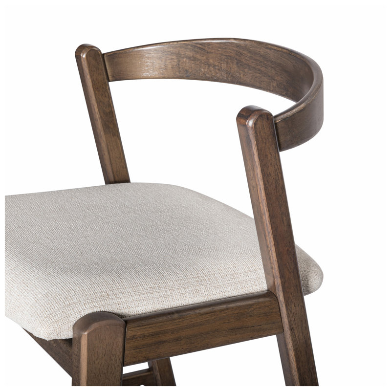 Tabouret de bar rembourré en bois d'hévéa beige l 20,75 po x P 19,25 po x H 39 po Balmain, Natural