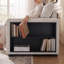 Canapé-lit d'angle réversible en forme de L avec méridienne de rangement, accoudoir amovible avec porte-gobelets, ports de chargement USB et Type-C, revêtement en lin avec tablette latérale, beige