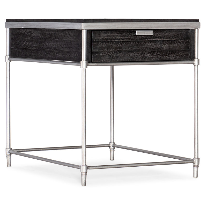 St. Armand Rectangular End Table, Black, Silver