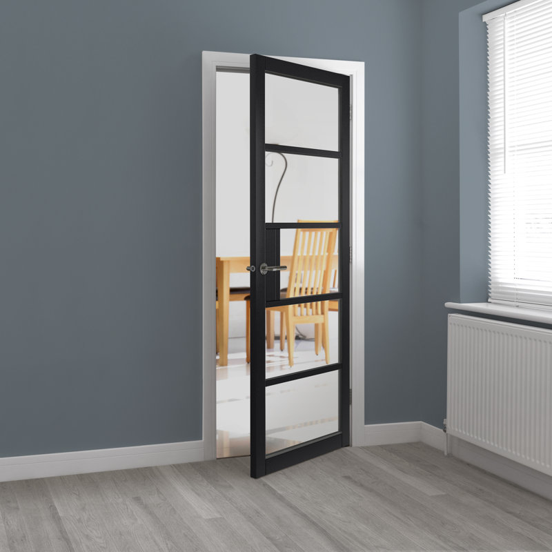 Black Metro Internal Glass Door, 198.1cm H x 68.6cm W x 3.5cm D