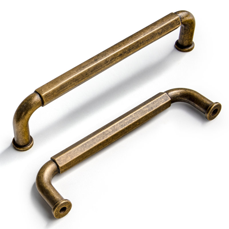 Ensemble de poignées de barre / poignée, 3 3/4", Laiton antique