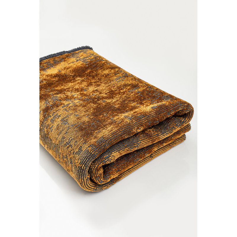 Orange/Black Abstract Luxury Area Rug, Rectangle 7'10" x 11'2"