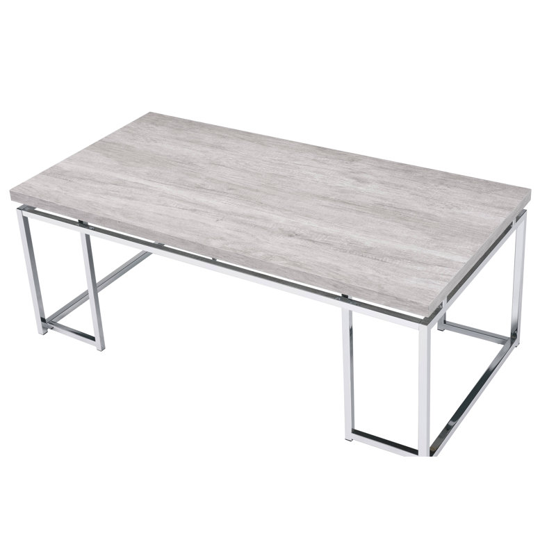 Table basse rectangulaire Broêne en chêne naturel et chrome