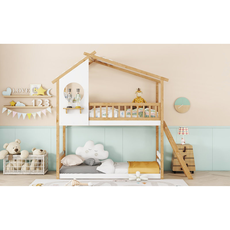 Lit superposé en bois de pin massif pour chambre d'enfant