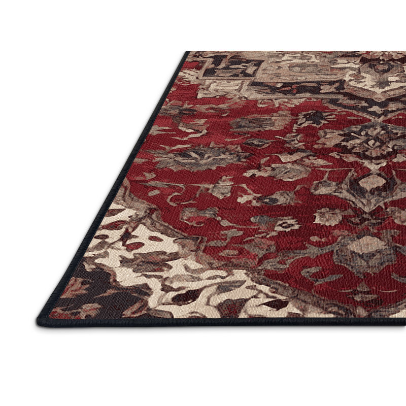 Machine Washable Black Area Rug, Rectangle 7' x 9'