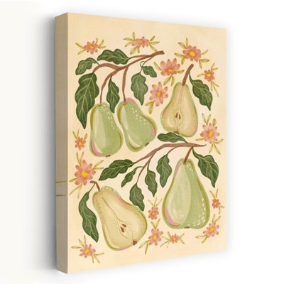 «Sweet Green Pears», art mural rétro naturel rustique avec fruits