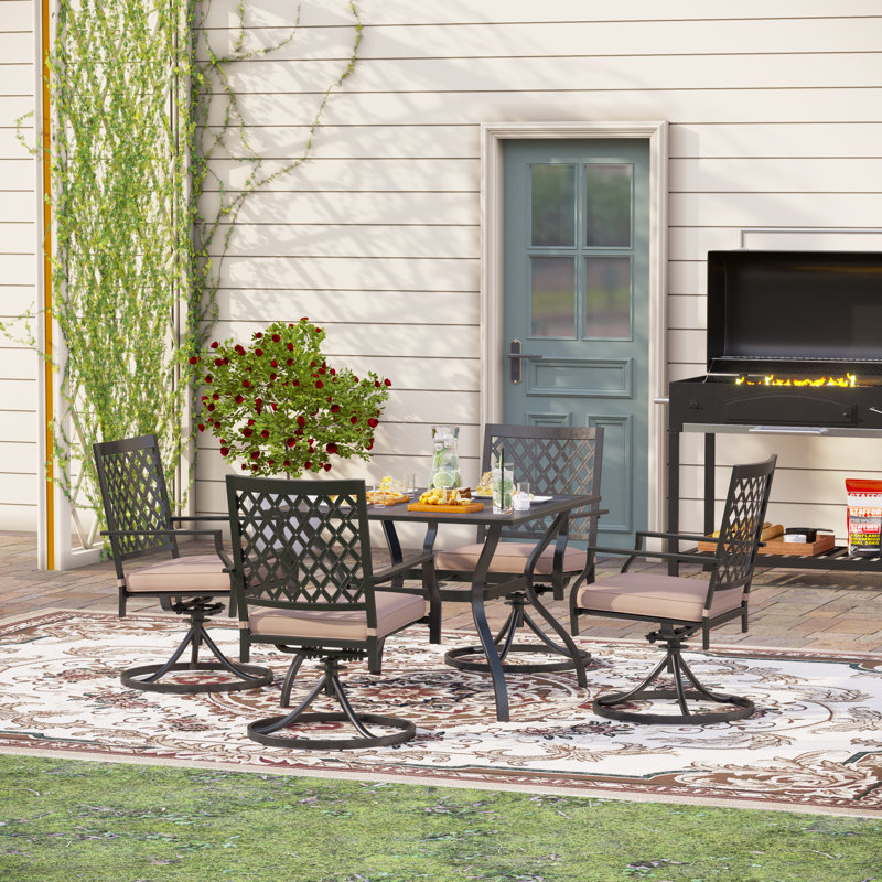 Leonard 4 - Person Patio Dining Set with Square Table , Cushions Included