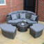Garden Outdoor Rattan Day Bed With Cushions Grey