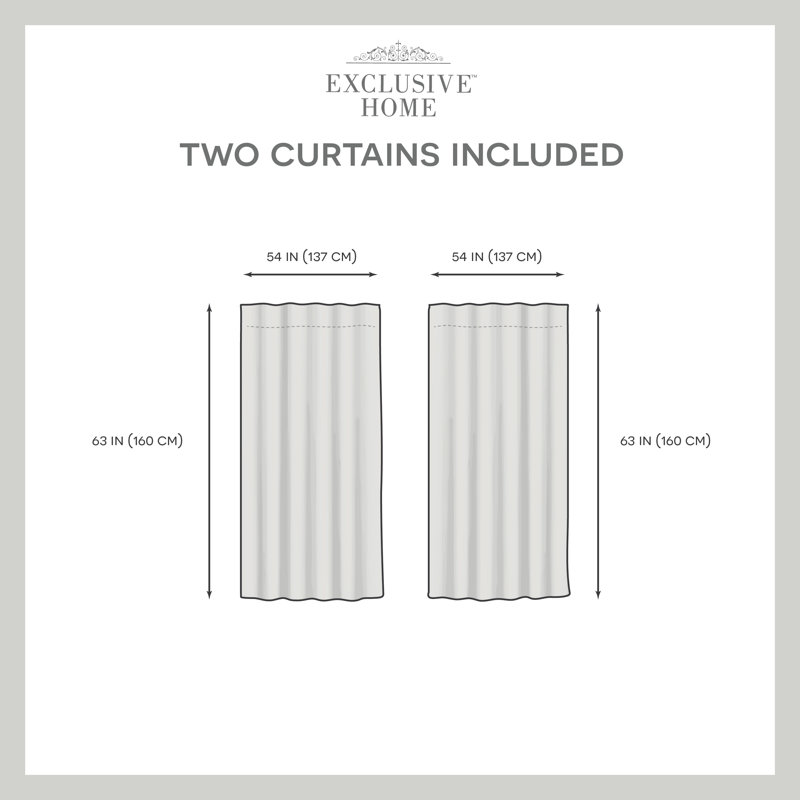 Paire de rideaux semi-transparents Leon, Blanc, l 54 po x L 63 po