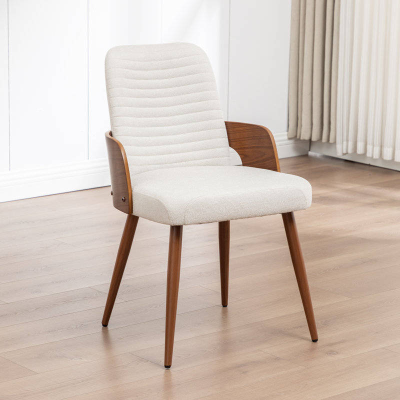 Chaise rembourrée en bois massif Carman, Lin beige
