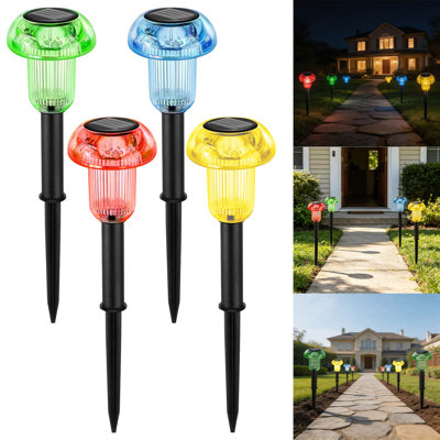 Multi-Colour Mushrooms Solar Lights Outdoor Decorative LED Garden Lights With Colourful Mandalas Projection For Pathways Patio Decor Waterproof Solar Lights