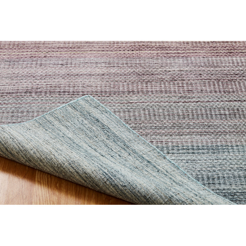 Tapis rose / bleu en laine / soie tissé à la main Macclesfield, Rectangle 2 pi x 3 pi
