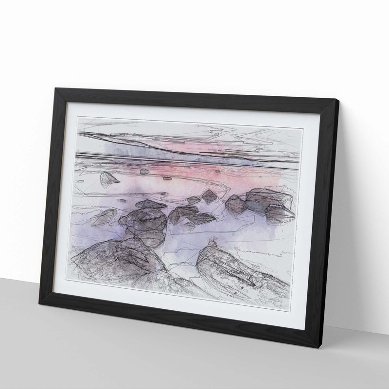 Sunset over Lake Tahoe in Abstract - Picture Frame Graphic Art Print, Black Framed, 62cm H x 87cm W x 2cm D