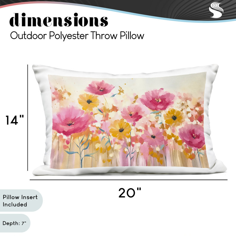 Coussin d'extérieur Blooming Whimsy, Rose rosé floral 1
