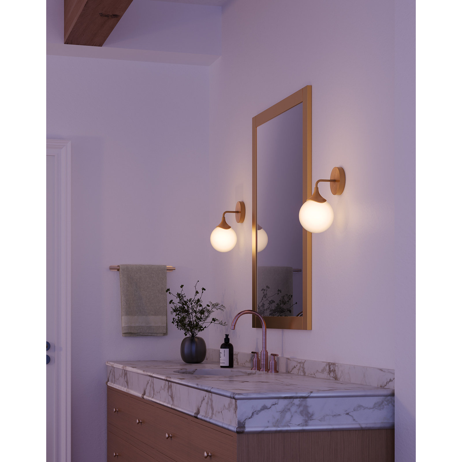 Nedra Single Frosted Bath Sconce, Aged Gold