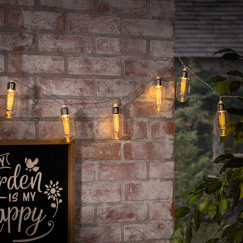 Guirlande de lumières décoratives à énergie solaire de style Edison transparent à 10 lumières - Éclairage extérieur de 6 pieds d'inspiration rétro avec ampoules DEL blanc chaud