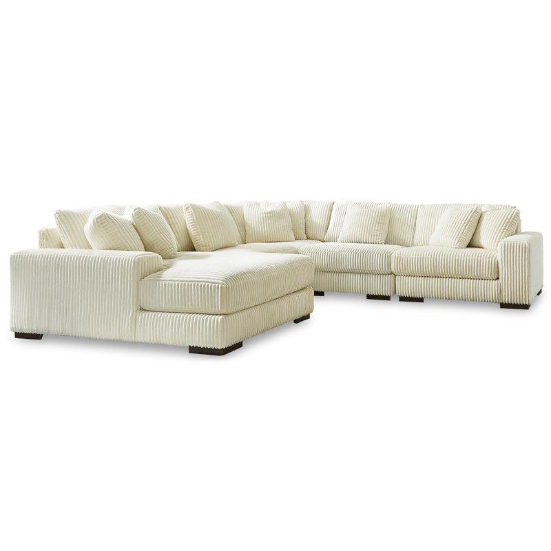 Lindyn Ivory 5pc LAF Chaise Sectional, Left Hand Facing