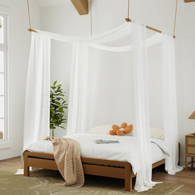 Canopy Bed Curtains - 2 Panel Canopy for Bed in 52 x 228 Inch White Sheer Scarf Bed Drapes Luxury Sheer Bed Canopy Scarf for Adult Girls Room Decor(Queen&Full,White)