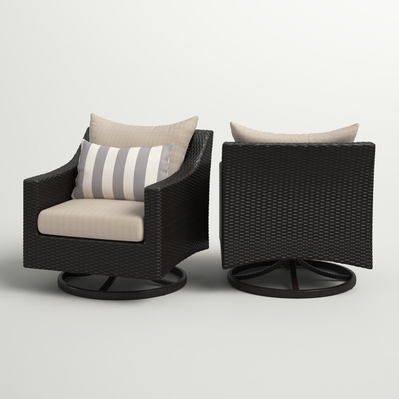 Fionnula Swivel Patio Chair With Sunbrella Cushion Covers, Acrylic Slate
