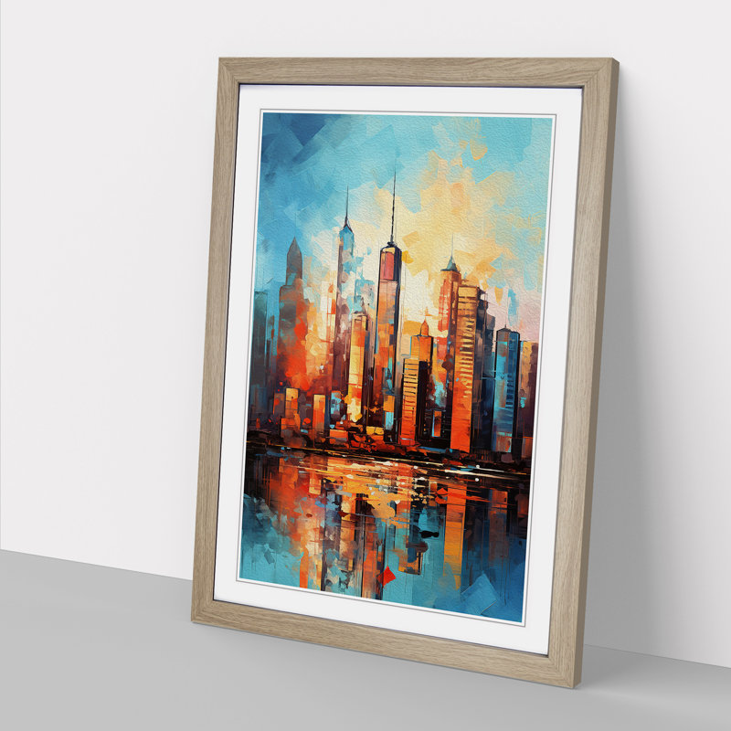 Skyline Gestural No.2 - Framed Print, Oak Framed, 34cm H x 25cm W