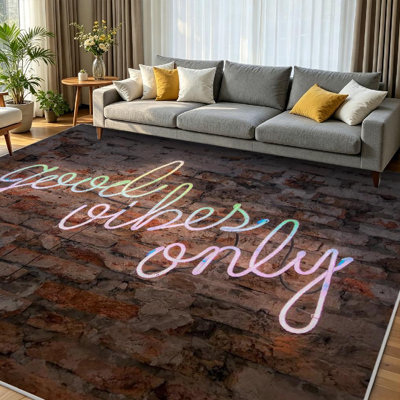 Tapis transparent transparent lavable à la machine, néon avec de bonnes vibrations seulement