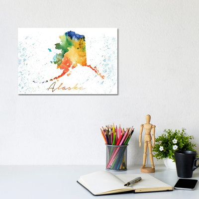 Alaska State Colourful - Wrapped Canvas Print