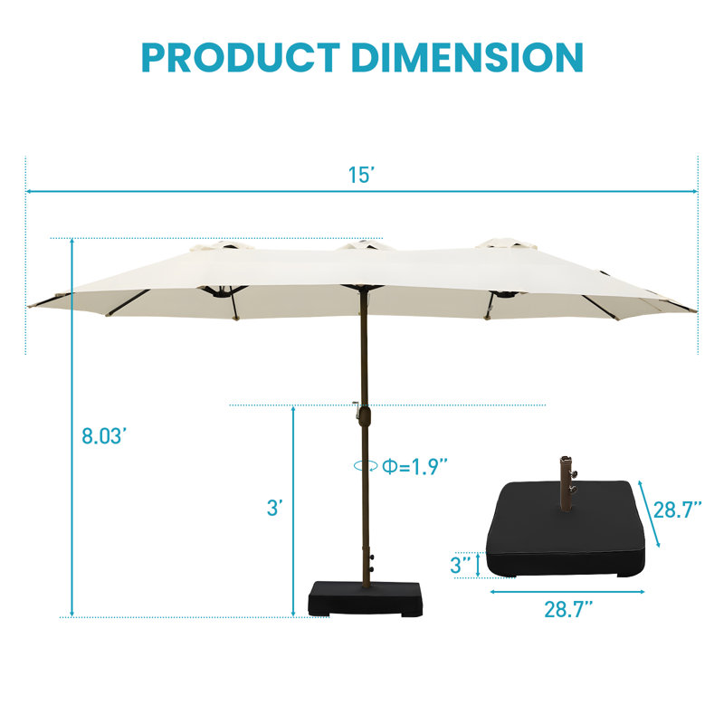 Parasol de marché rectangulaire Ocilla, Beige
