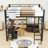 Loft Bed With Desk, LED Light, Storage Shelves, And Charge Station-1383466965