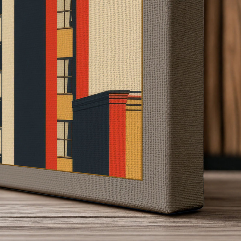 Modernist Structure Art Deco - Wrapped Canvas, 24x16 - 61.0 x 40.6 cm, Taupe Border
